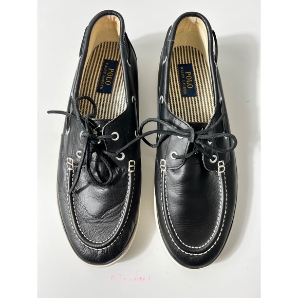 Polo Ralph Lauren Mens Size 12 D Sander Leather Casual Loafers Boat Black Shoes